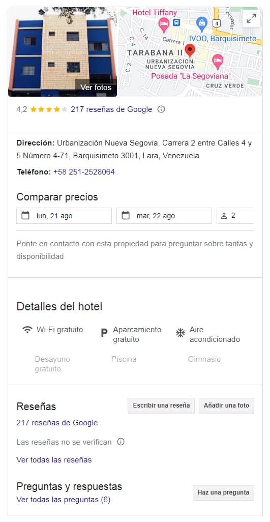Ficha Hotel en Google My Business